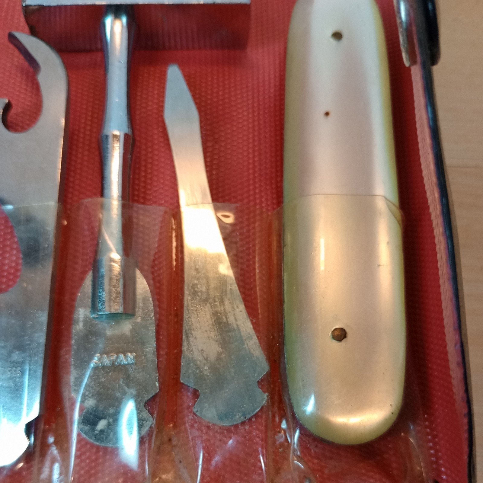 Vtg Multi Purpose Tool Kit Pocket Size Knife Interchangeable 6pc Stainless Japan
