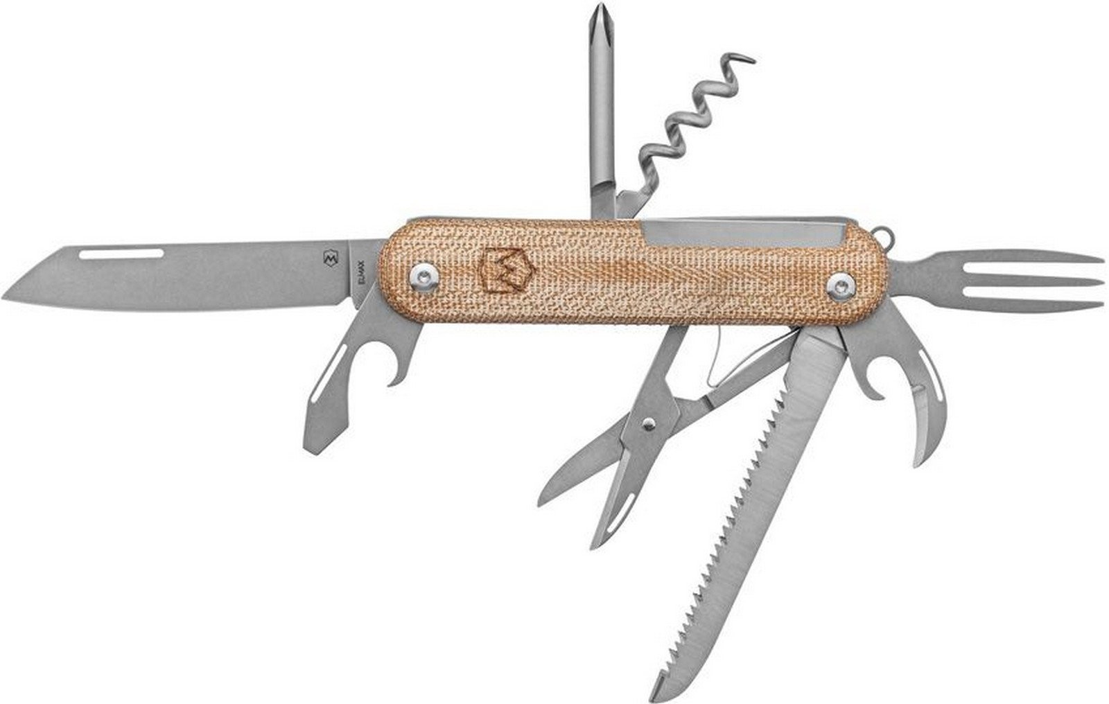 Mercury Duka Multi Tool Large Blade Stonewash Finish Natural Micarta Handle