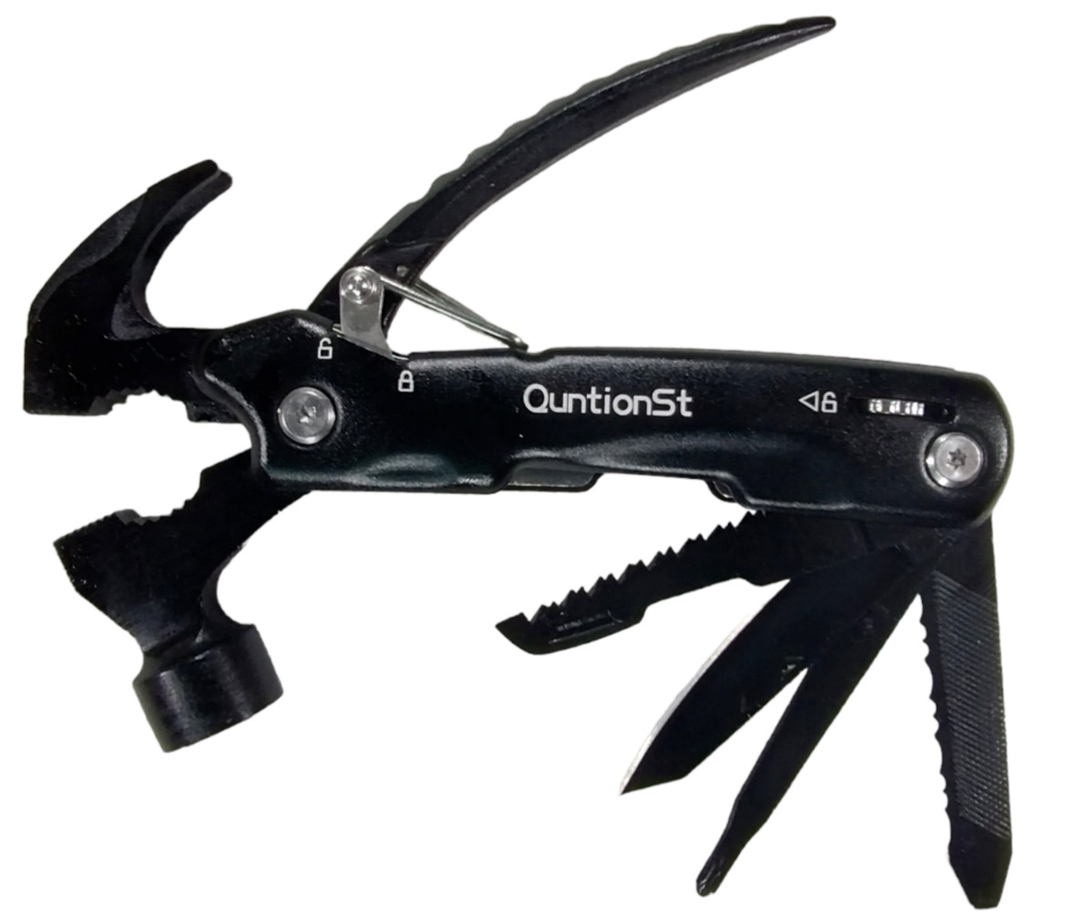 QuntionSt 12 in 1 Black Multi Tool Hammer Saw Blade Screwdriver Pliers New