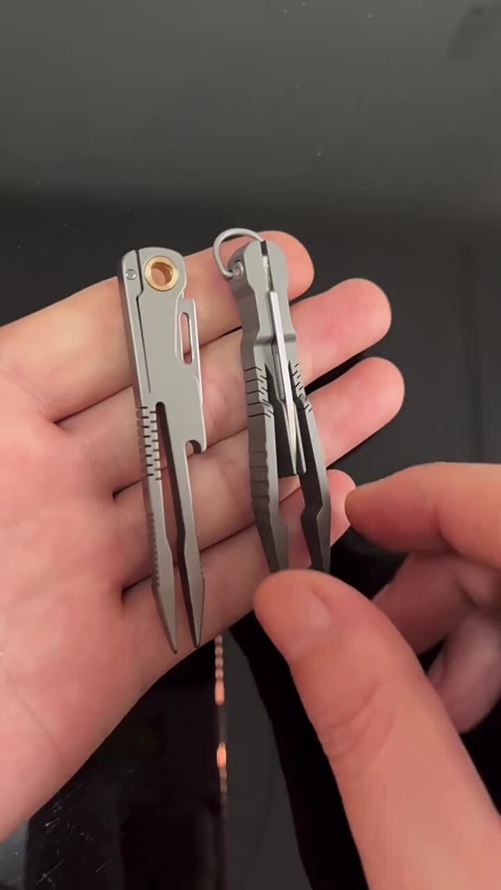 EDC Titanium Alloy Multi Tools Tweezers Opener Pocket Outdoor Folding Knife