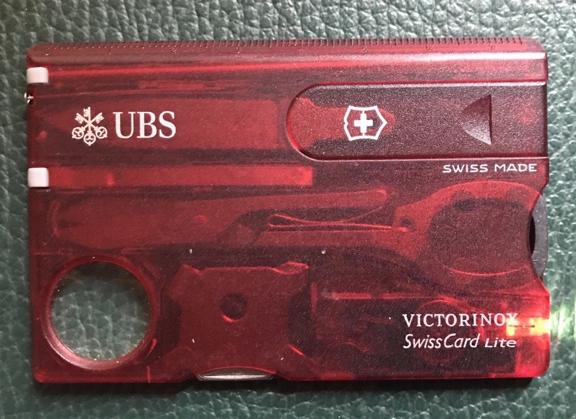Victorinox Swiss Card Lite Red Transparent 13 Function Multitool in Card Shape