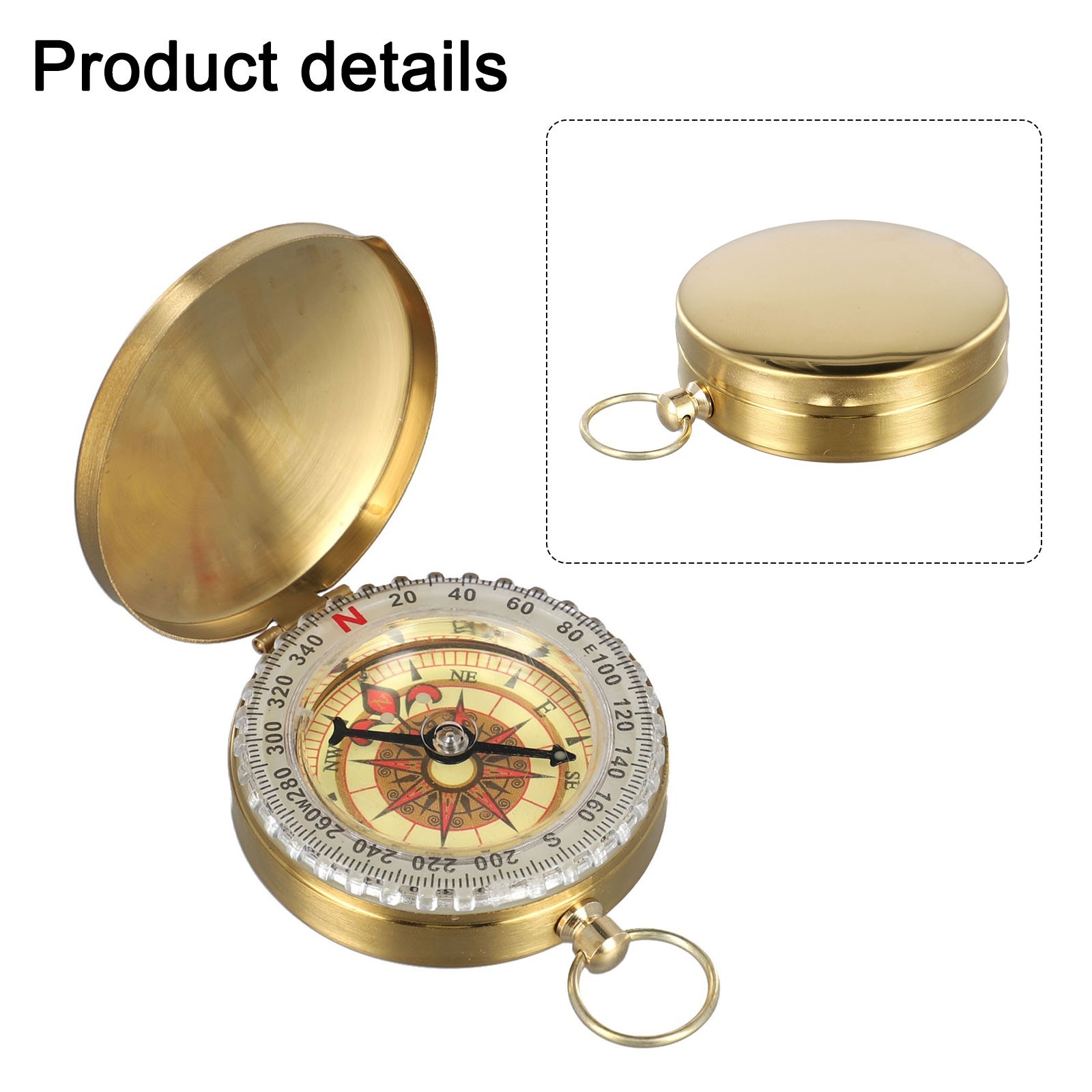 Hiking Pocket Brass Golden for Compass Portable Noctilucent for Compass