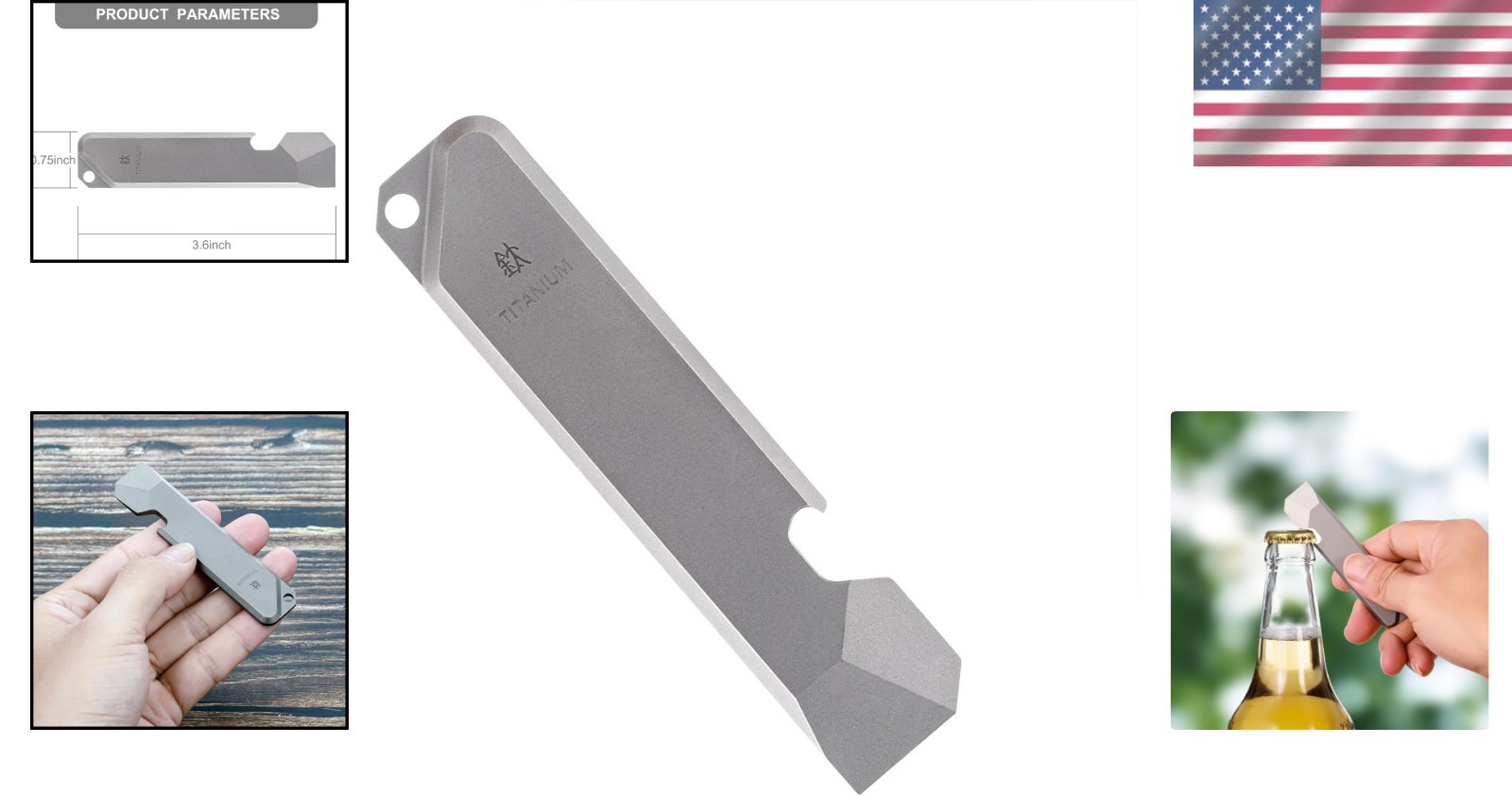 Titanium EDC Multi-Tool Pry Bar with Bottle Opener