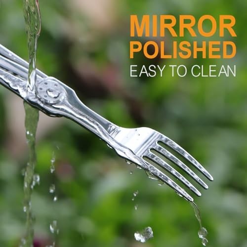 Folding Camping Utensil Set – 2-in-1 Detachable Cutlery Tool with Fork & Knife f