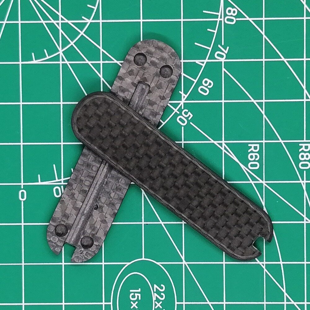 2PCS Carbon Fiber With Cut-Out Handle Scales for 58 mm Victorinox Swiss Army New