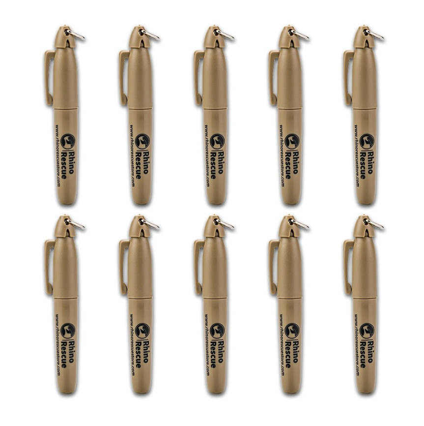 10pcs Rhino Rescue Tactical Permanent Marker Pens Camping Hiking Gear Set – NEW