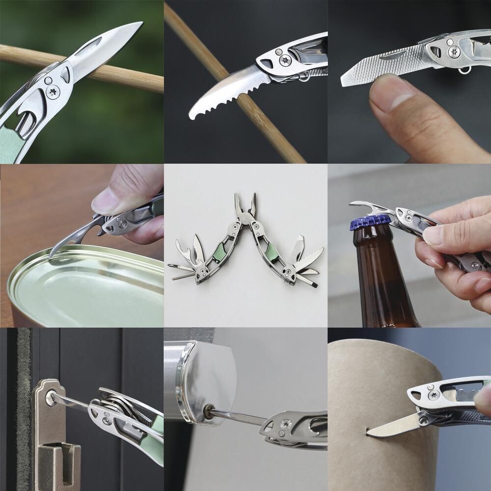 SINGLE Compact 13 in 1 Micro Multi-tool Stainless Steel with Belt Pouch Case