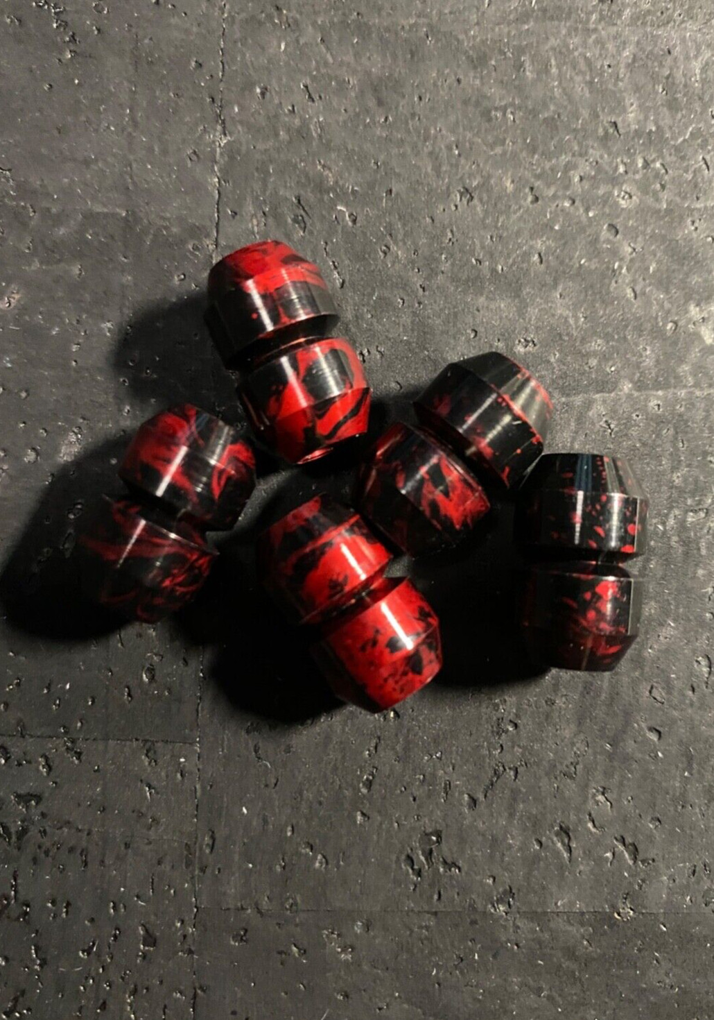 Paracord Knife EDC Tool Beads Aluminum Alloy Blood Red w/ Black Blood Splatter