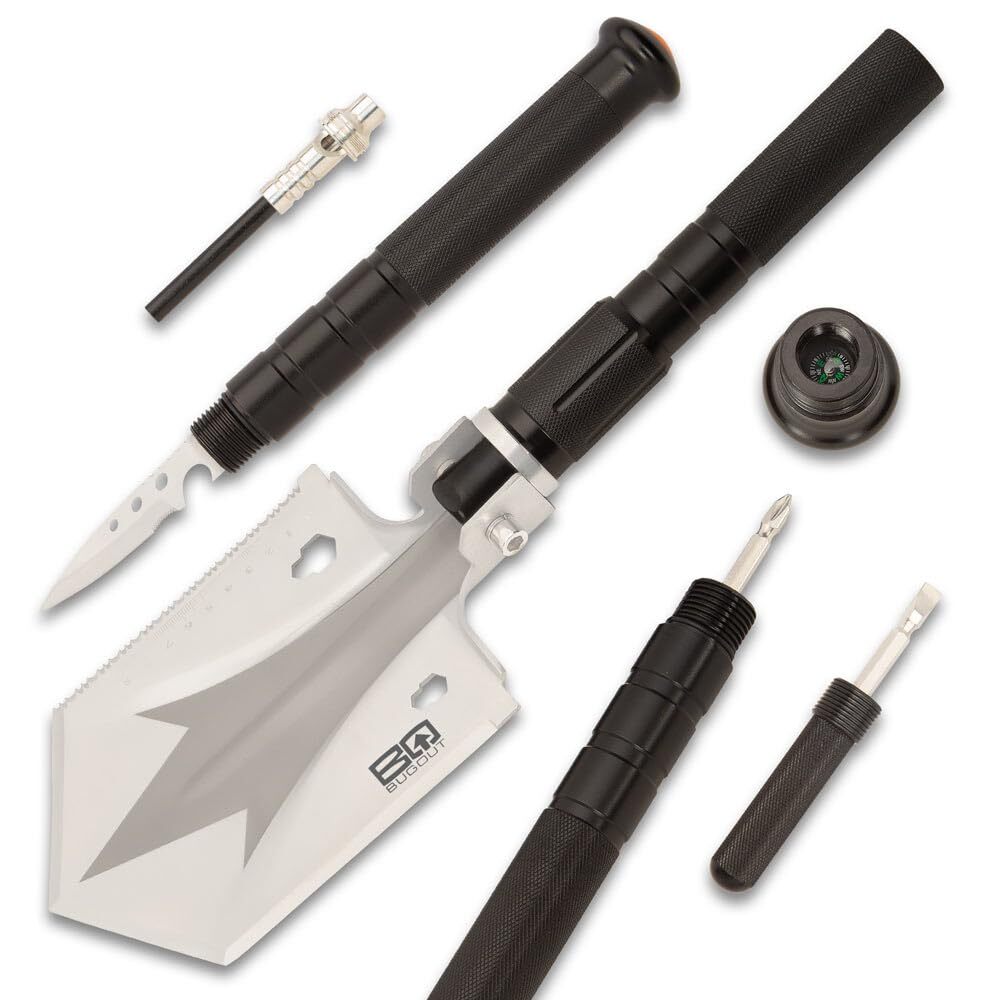 BugOut Small Multi-Function Folding Entrenchment Tool | Stainless Steel | Folds