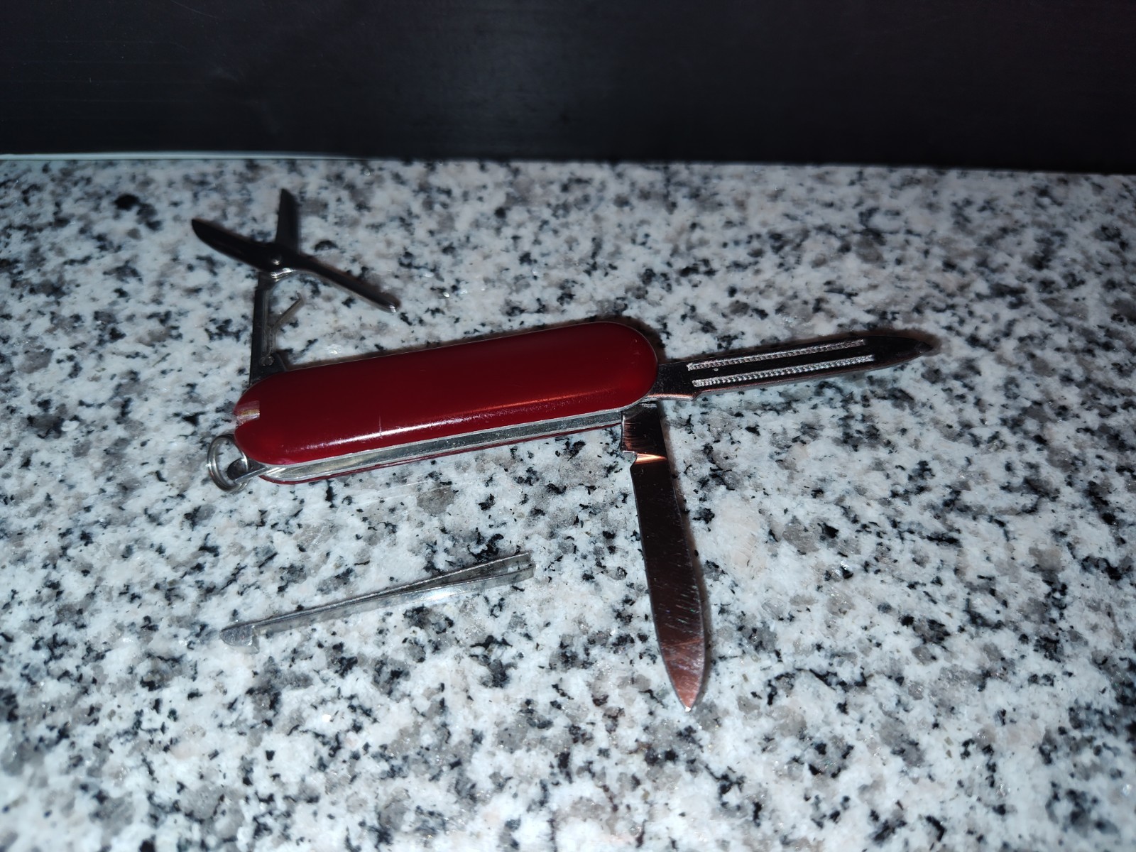 Multi-tool Knife Field Keychain. Tweezers, Scissors, File, Knife Blade. 1990’s.