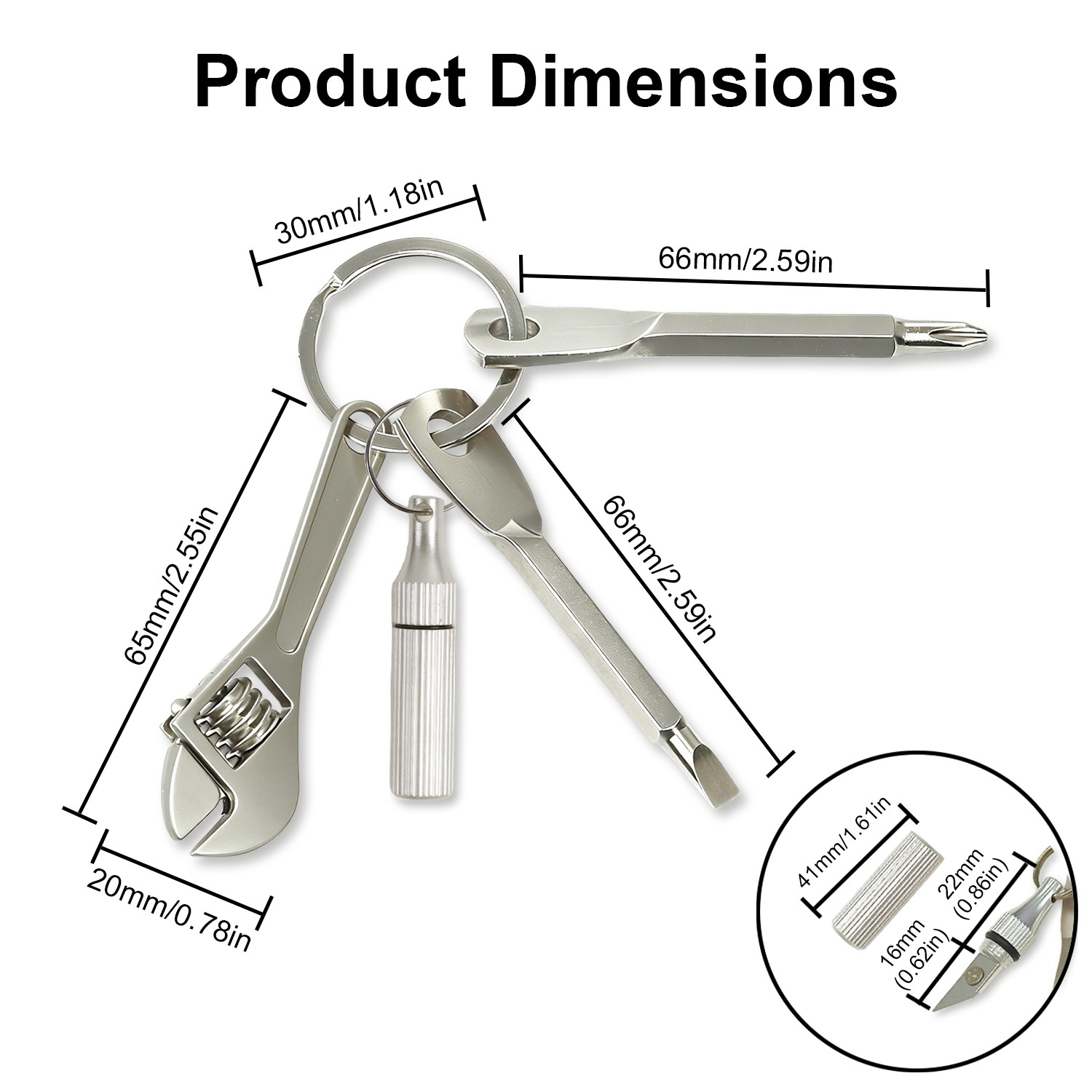 4 in 1 Portable Screwdriver Keychain Set, Multifunctional wrench keychain Tool