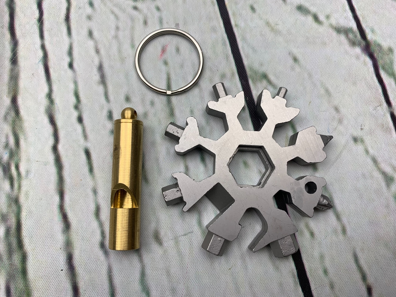18 in 1 Stainless Steel Snowflakes Multi Tool for Opener Key chain Flat Phillip