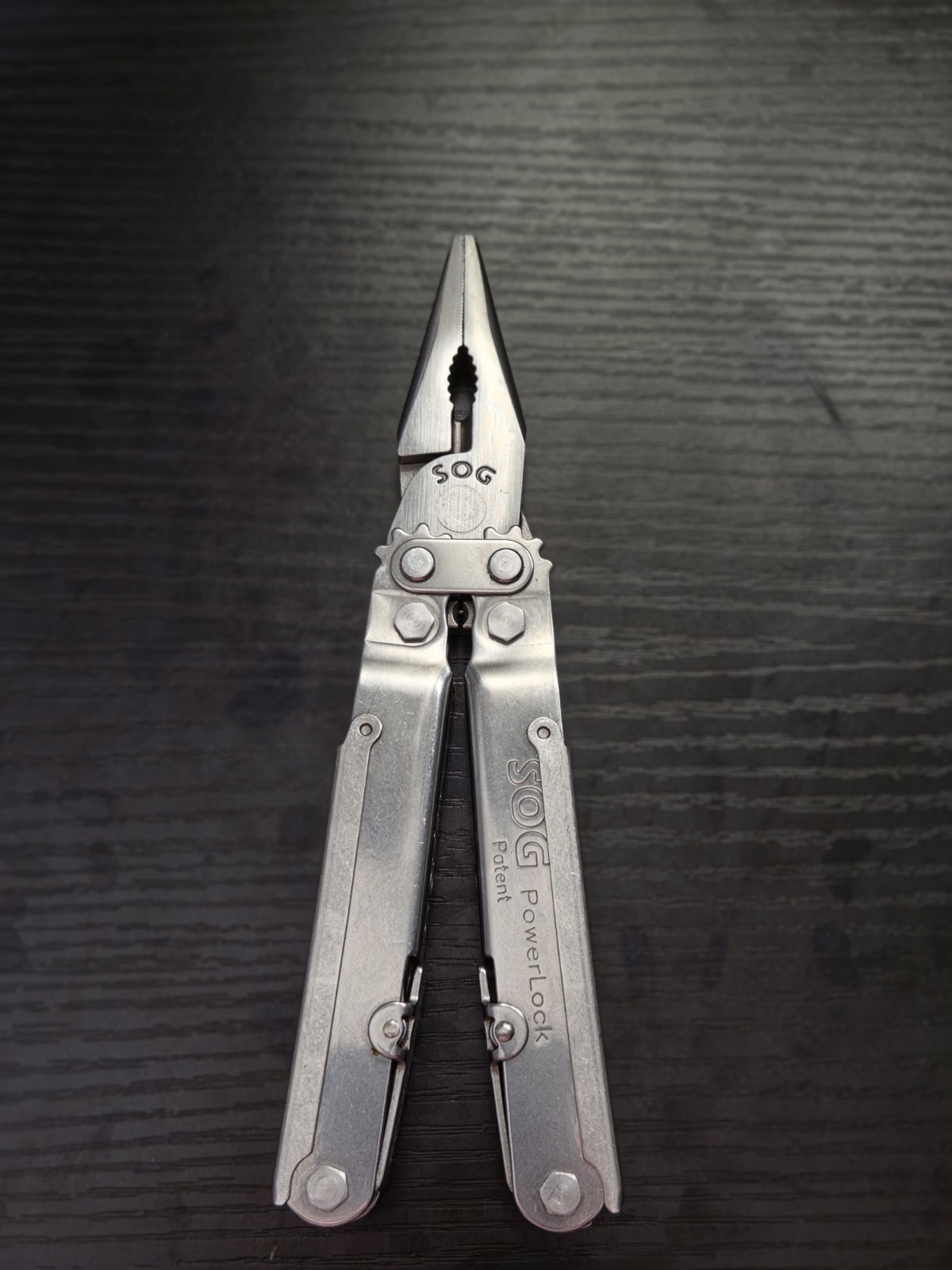 Vintage SOG PowerLock S60 Multi-Tool Patent Stamp Lynnwood WA Leather Sheath