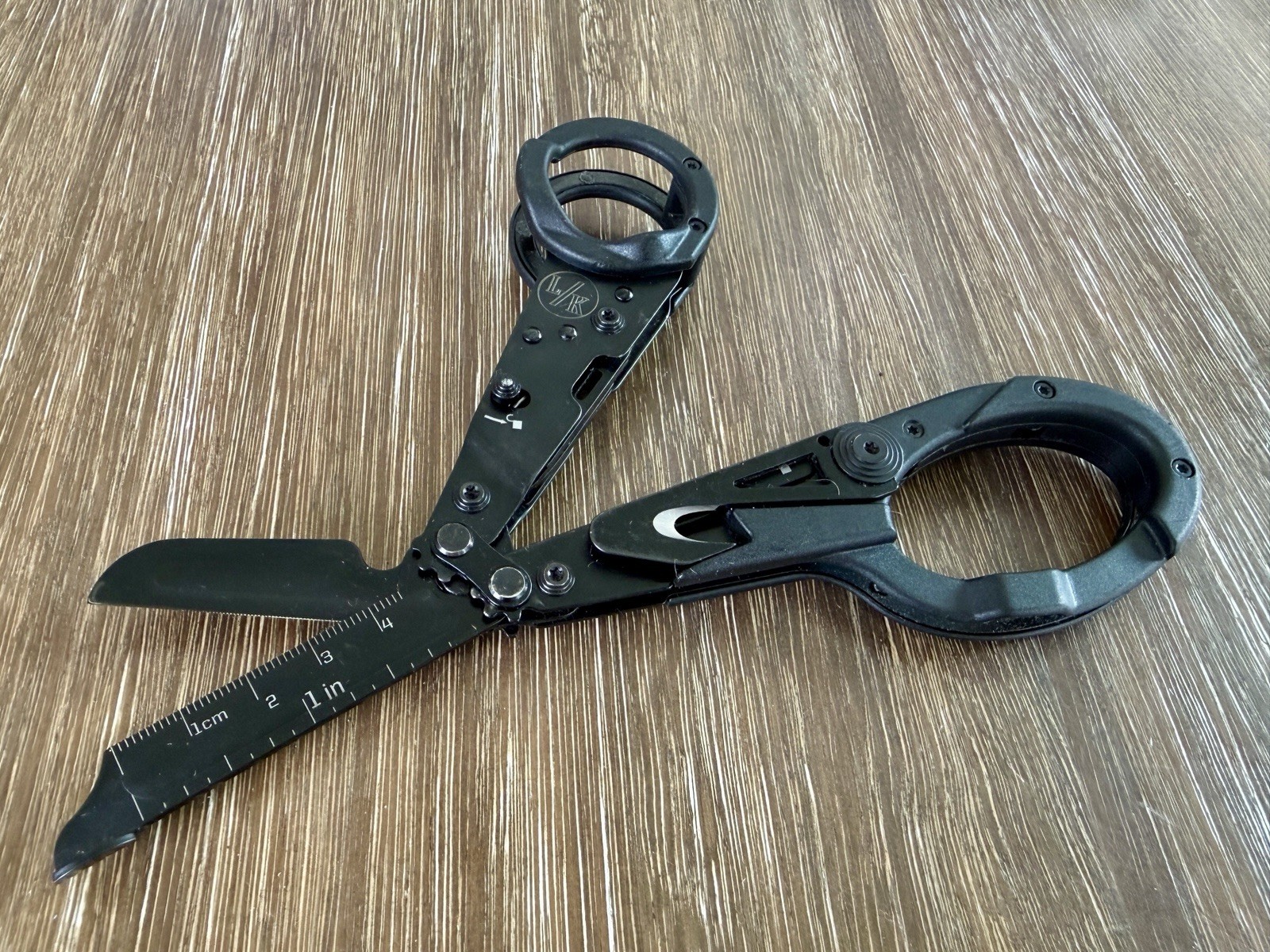 SOG ParaShears tactical emergency shears with a black oxide finish.