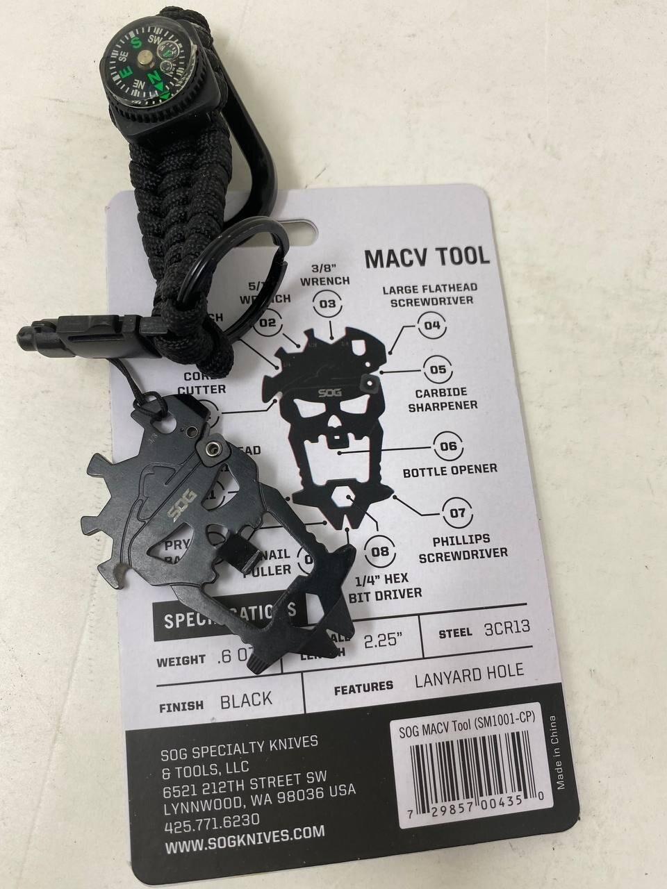 SOG MacV Multi Tool Wrench Screwdrivers Pry Bar Bottle Opener Sharpener Puller