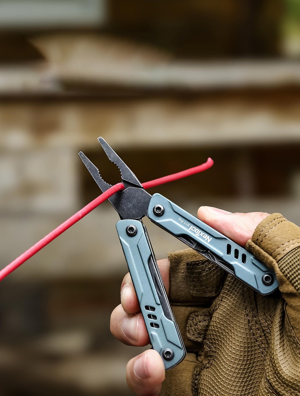Blue Folding Multitool Pliers EDC Pocket Utility Tool Camping Outdoor Repair