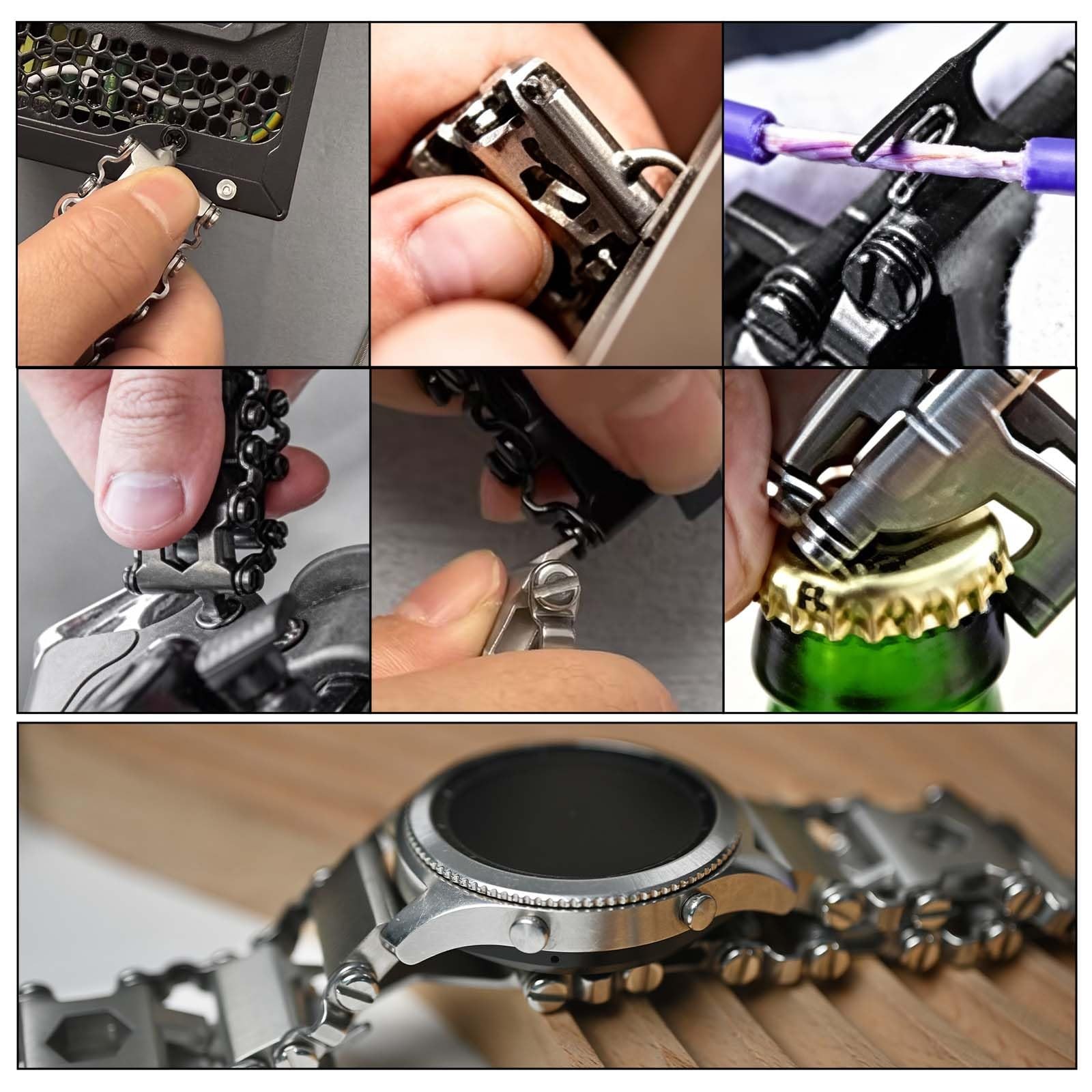 SINGEAR Stainless Steel Multitools Bracelet for Men, Transform into Watch Ban…
