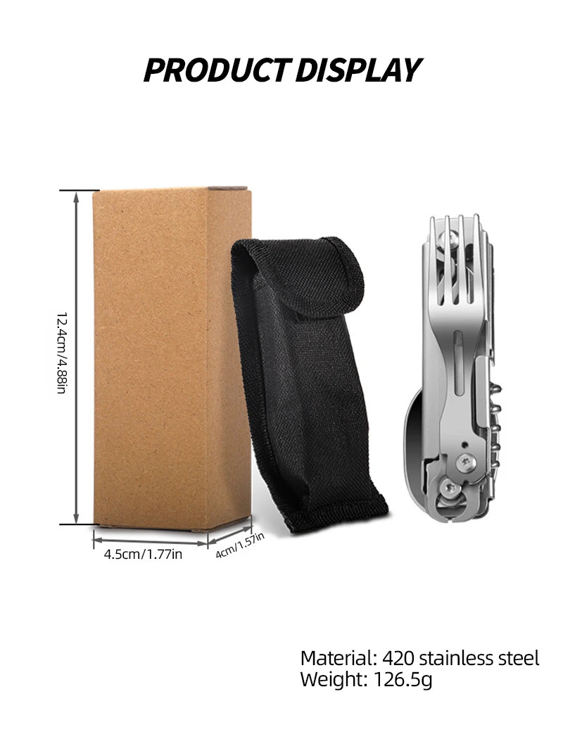 Multifunctional tableware Portable Stainless Steel Rope Knife Card Outdoor