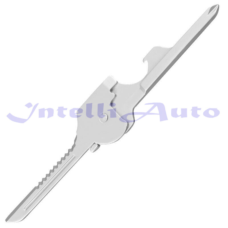 1Pcs 6-in-1 Utili Key Tool Keyring Keychain Multifunction Stainless Steel#dr