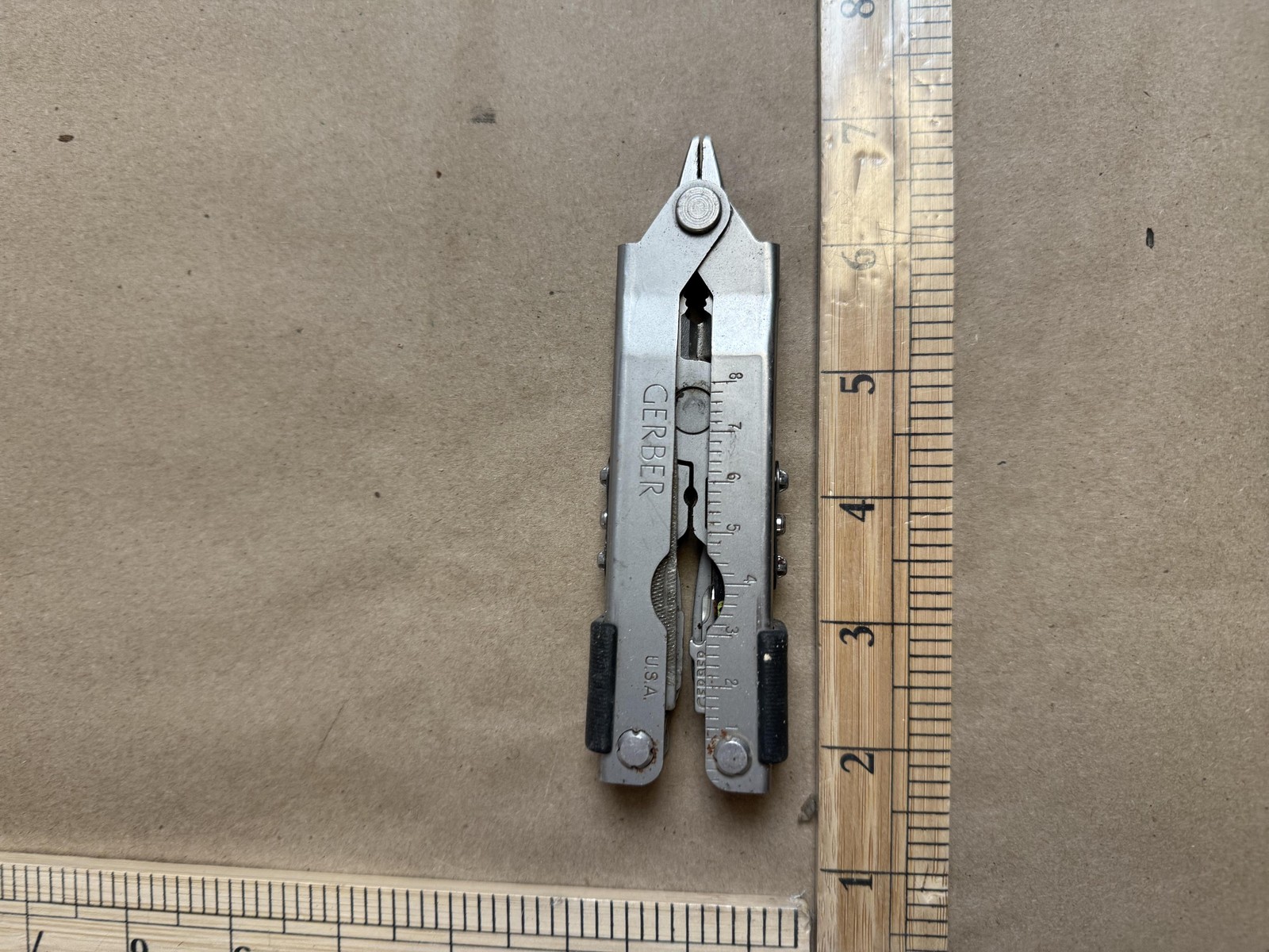 Gerber Multi-Tool Pliers Stainless Steel Ruler Handles 8.87 Oz Silver EDC Gear