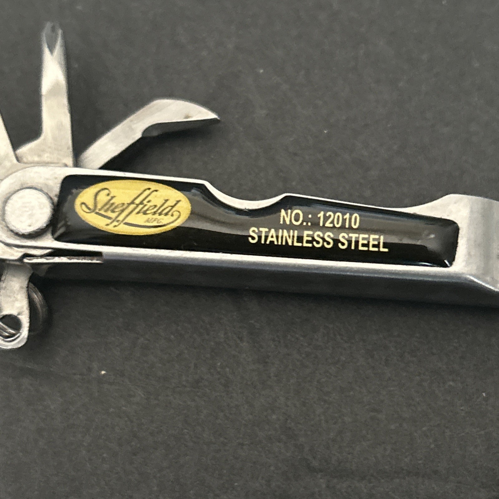 Vintage Sheffield Multi-Tool Knife Pliers-9 Tools Stainless # 12010