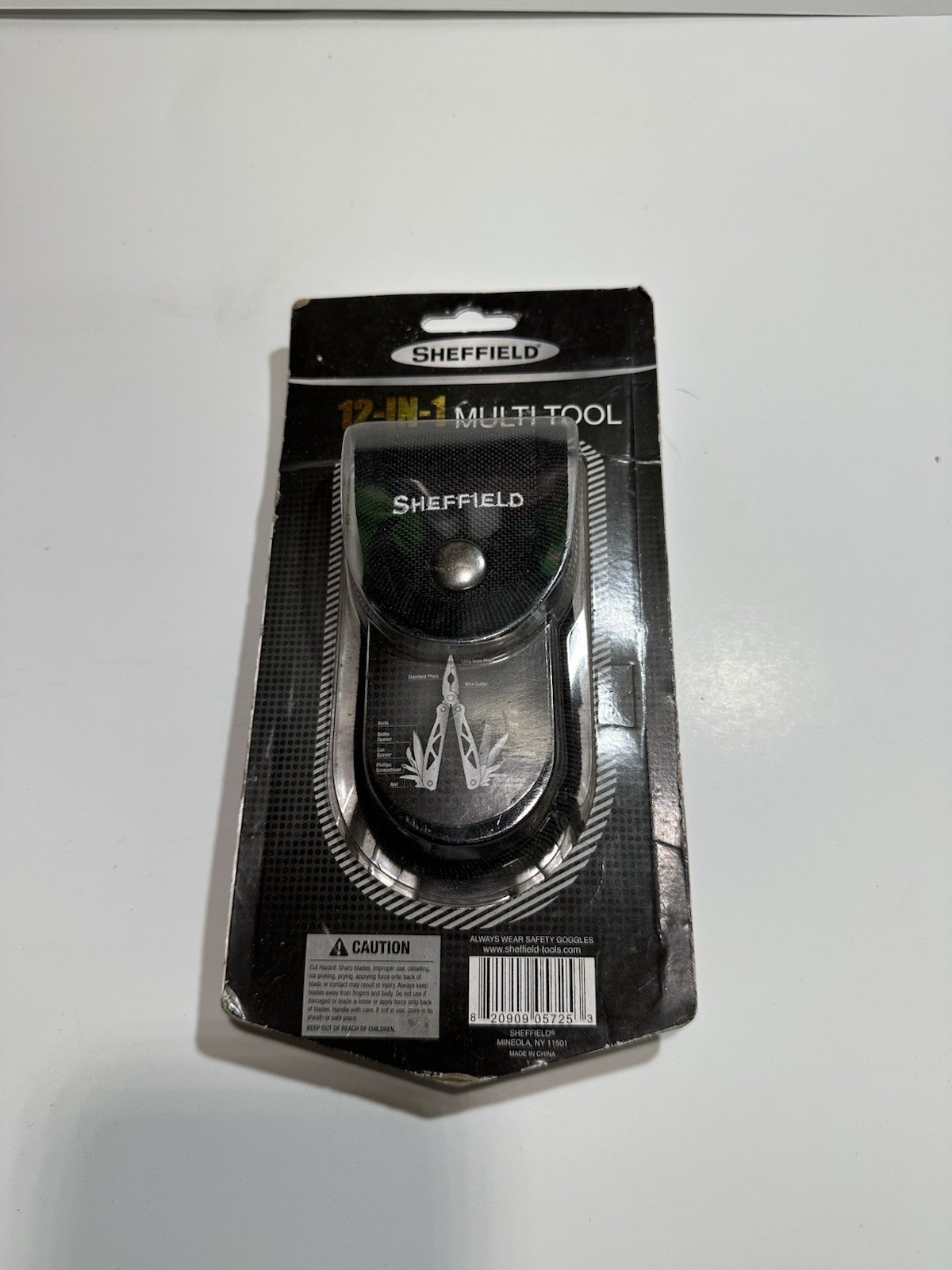 Sheffield 12-in-1 Multi-Tool – New, Sealed on Card. Includes Carrying Case.