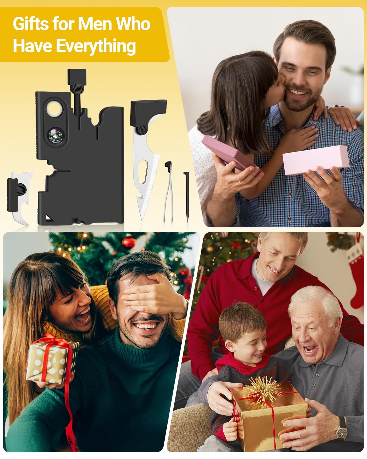 Credit Card Multitool – Gifts for Dad, Grandpa, Men: Knife, Compass, Screwdriver