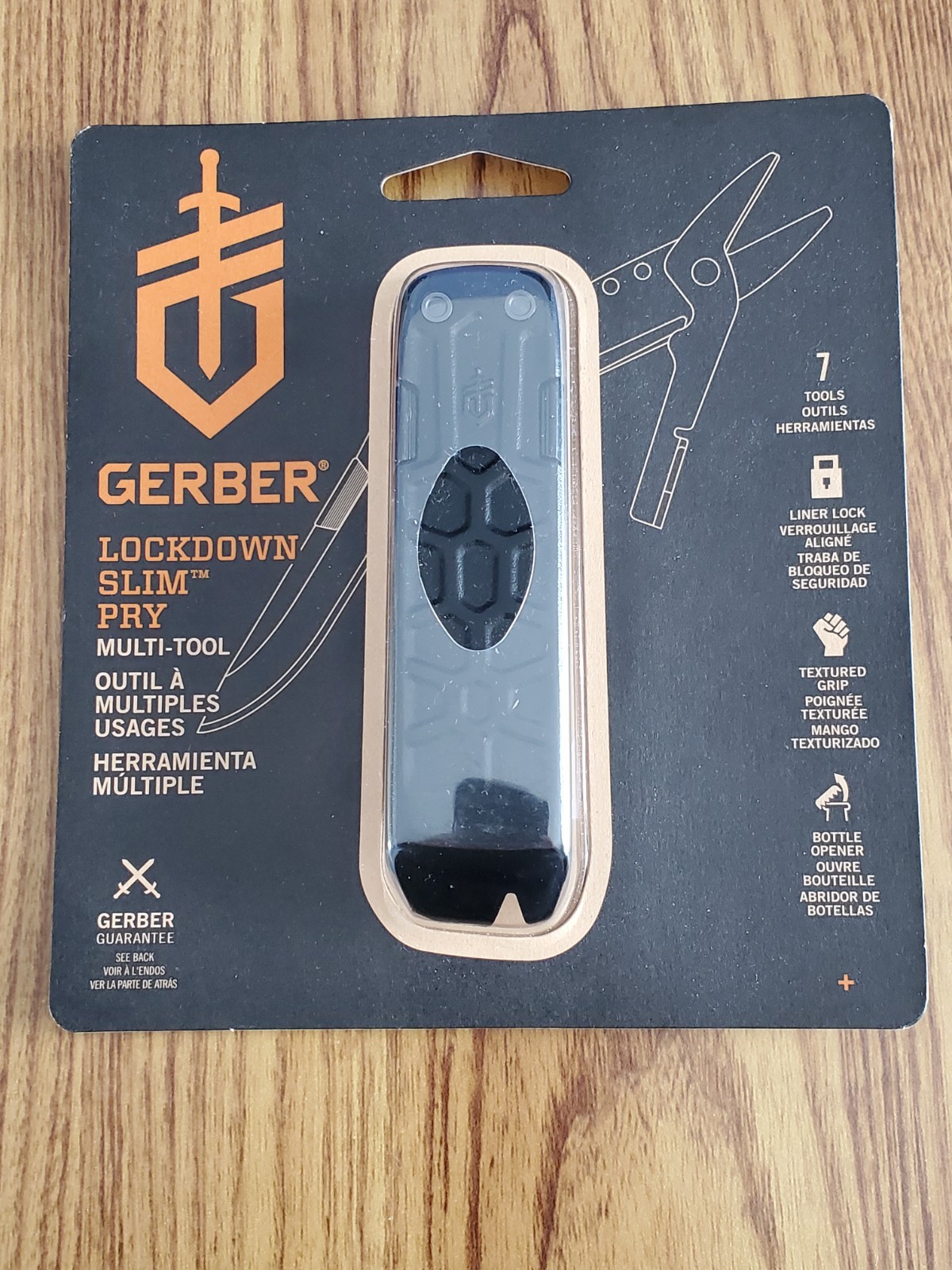 Gerber Lockdown Slim Pry Multi-Tool Knife Stainless Steel 7 tools EDC