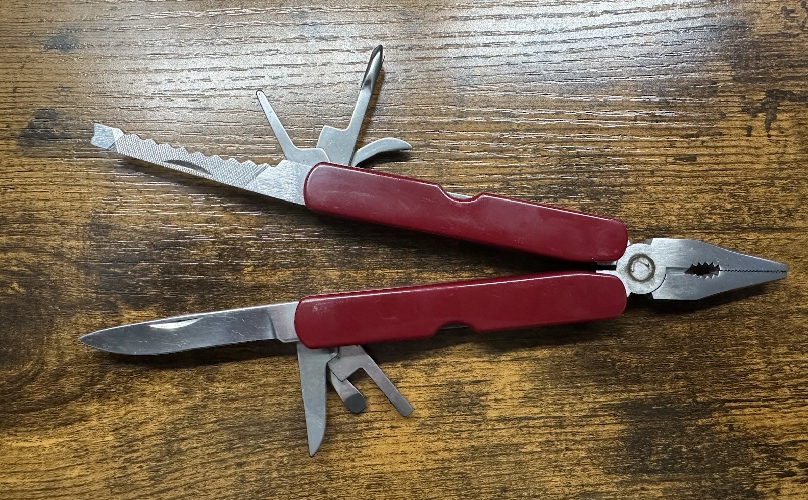 9 Pieces Burgundy Wine Red Mini Multi-Tool Survival Knife Blade Pocket