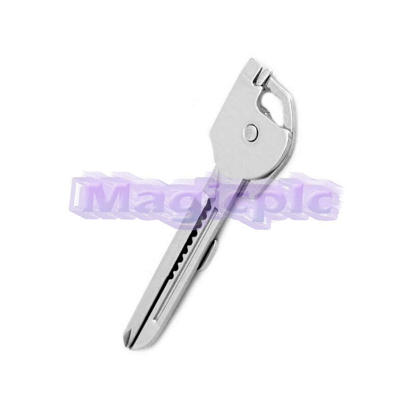 1PCS 6-in-1 Utili Key Tool Keyring Keychain Multifunction Stainless Steel