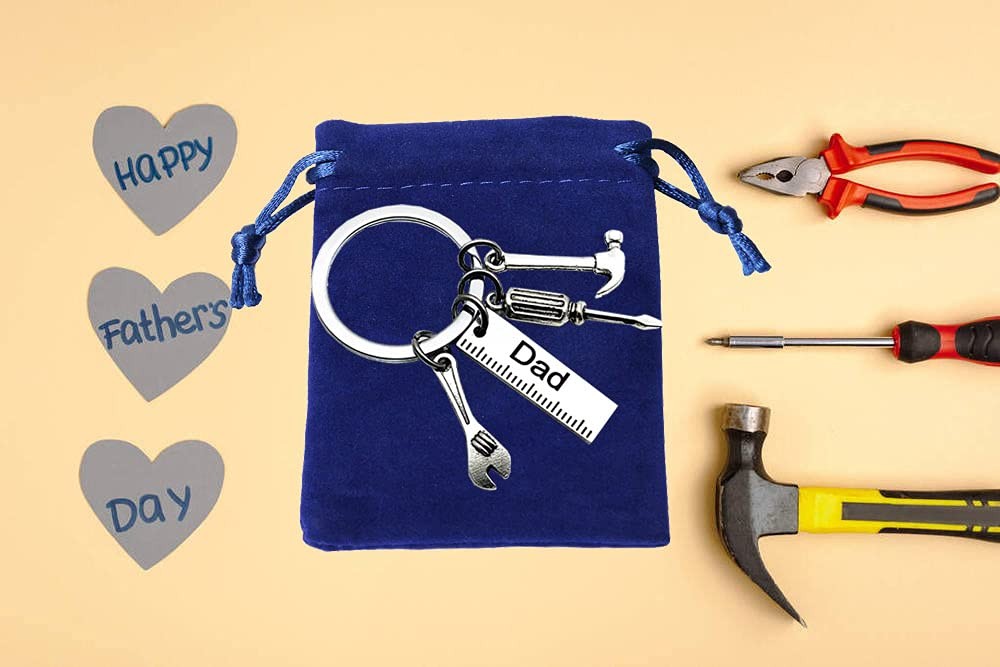 Pop Keychain with Ruler Hammer Wrench Screwdriver Gifts for Dad, Fatherâ€™s Day