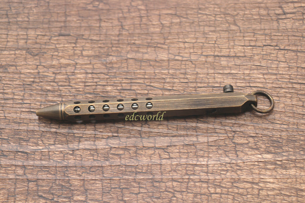 EDC Handmade Six-Edge Brass Pen Practical Ballpoint Pen Pocket Keychain Pen