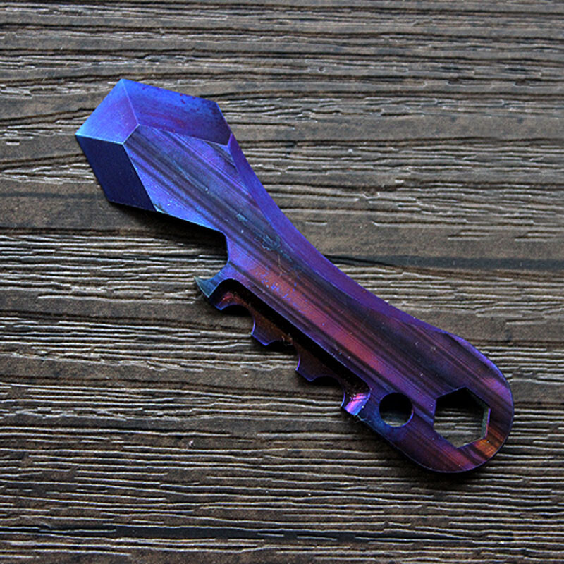 Outdoor EDC CNC Titanium TC4 Keychain Multi Tools Card Crowbar Opener Screw Gift