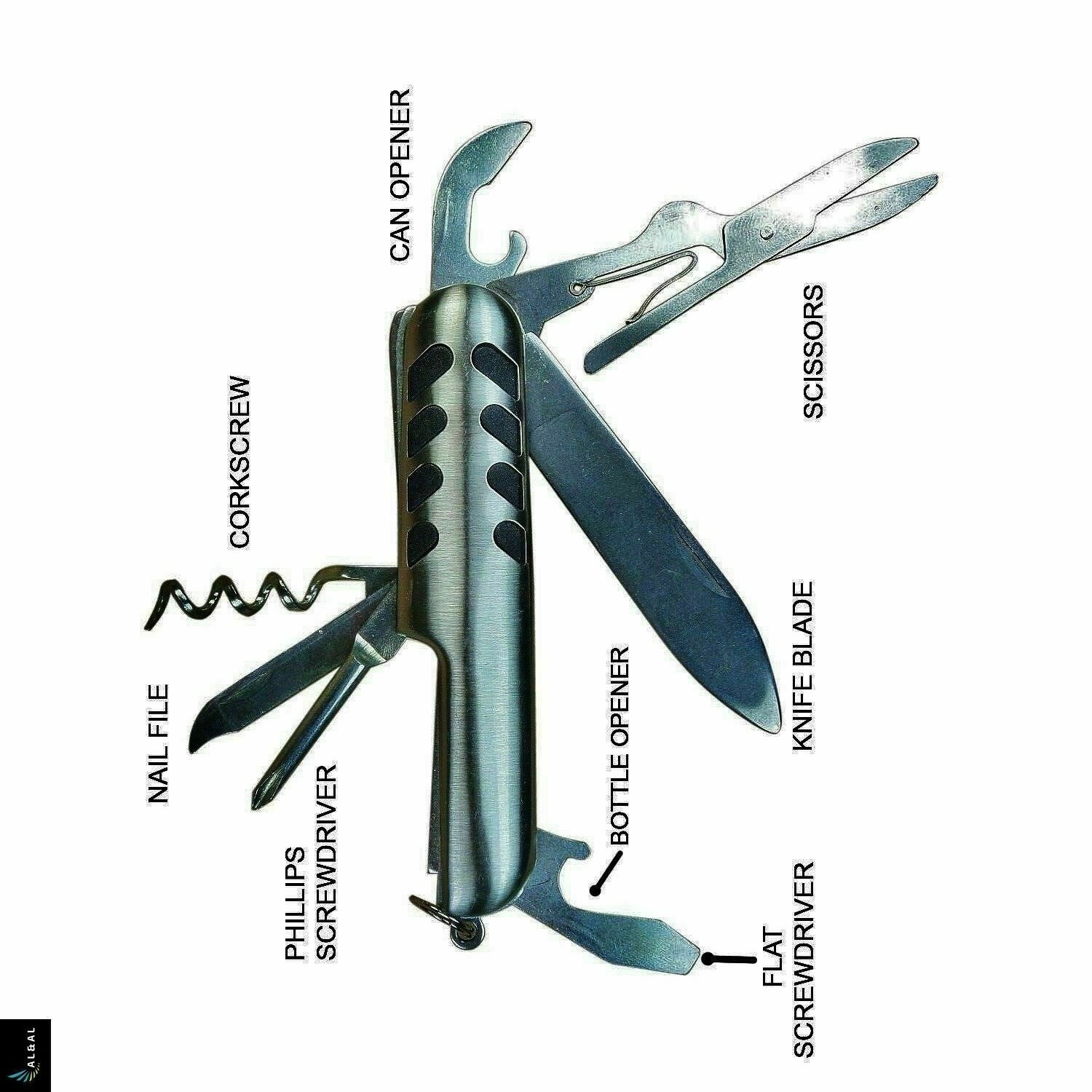 Multi-Use Knife Utility Hand Tool 8-in-1 Can Opener Blade Corkscrew NEW SEALED
