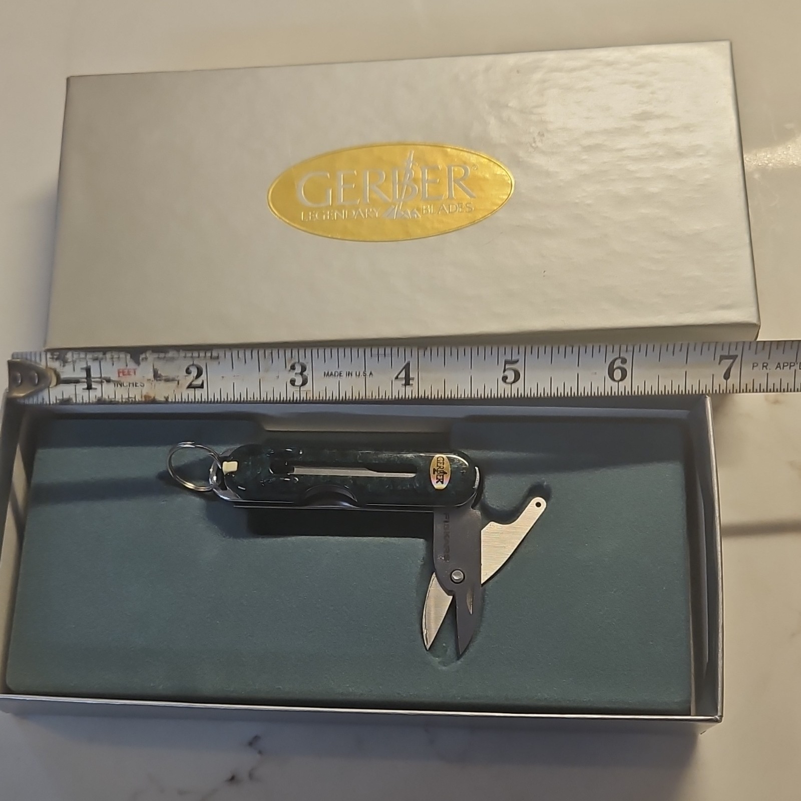 Gerber Multi-Tool Scissors Keyring Stainless Steel Dark Green Silver 2 Tools
