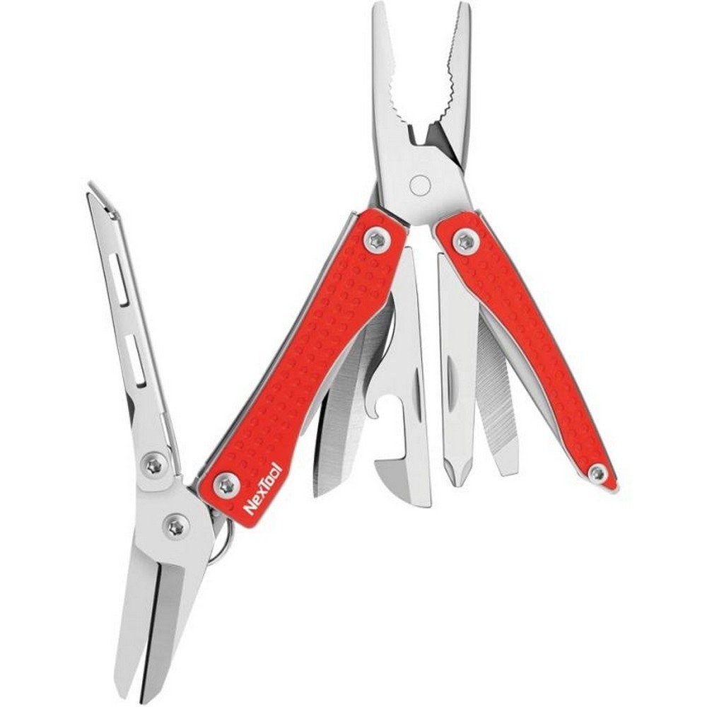 NexTool Mini Flagship Multitool Plier Scissors Openers File Red Handle – NE20051