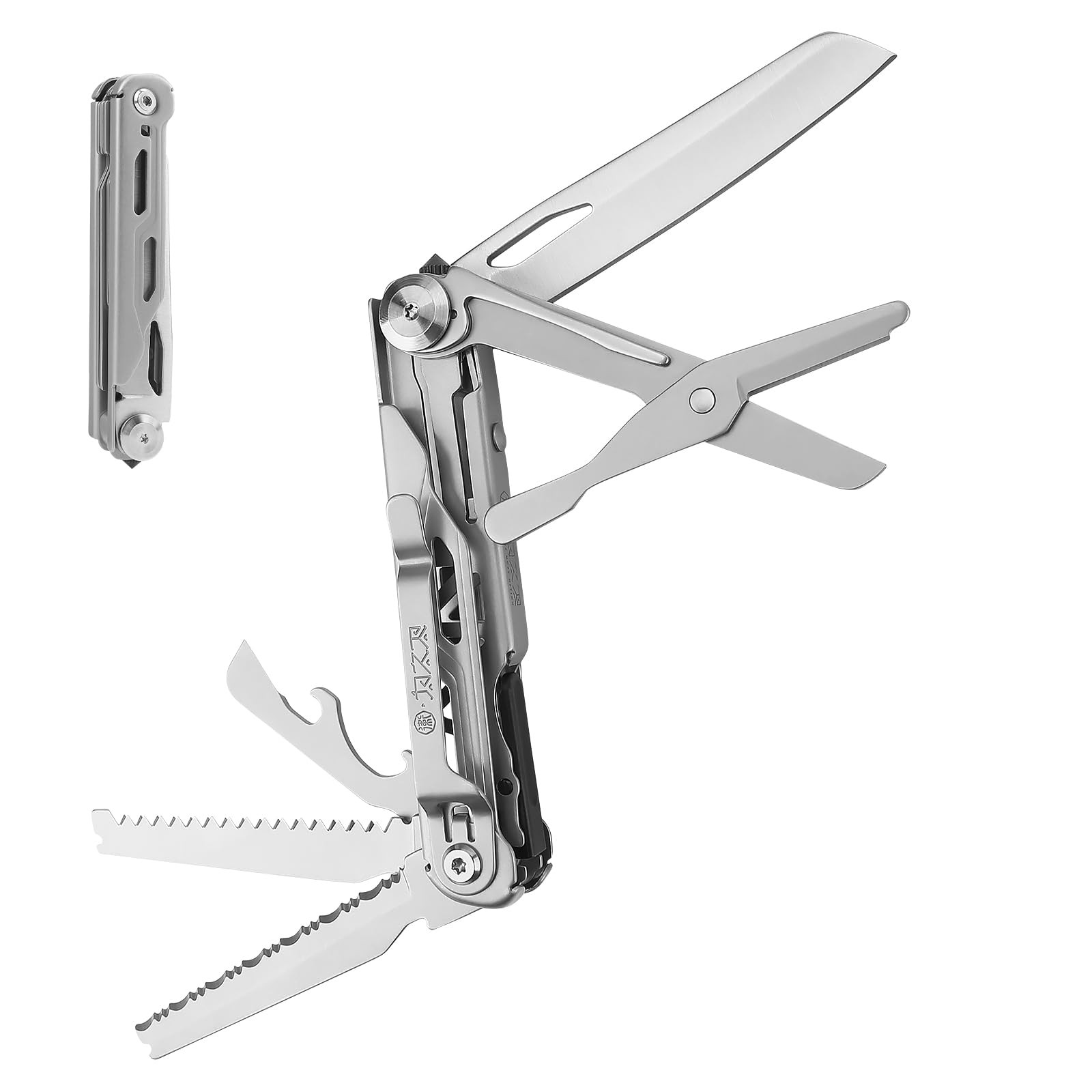 9-in-1 multitool, pocket mini EDC tool, folding scissors, tungsten steel wind…