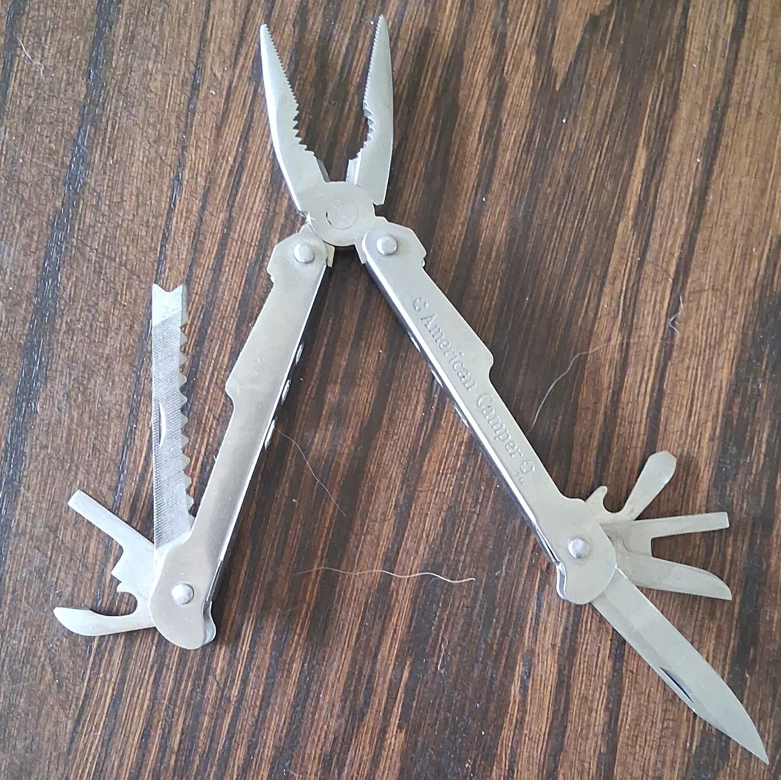 American Camper Stainless Steel 10-in-1 Multi-Tool Pliers Knife Saw File Silver