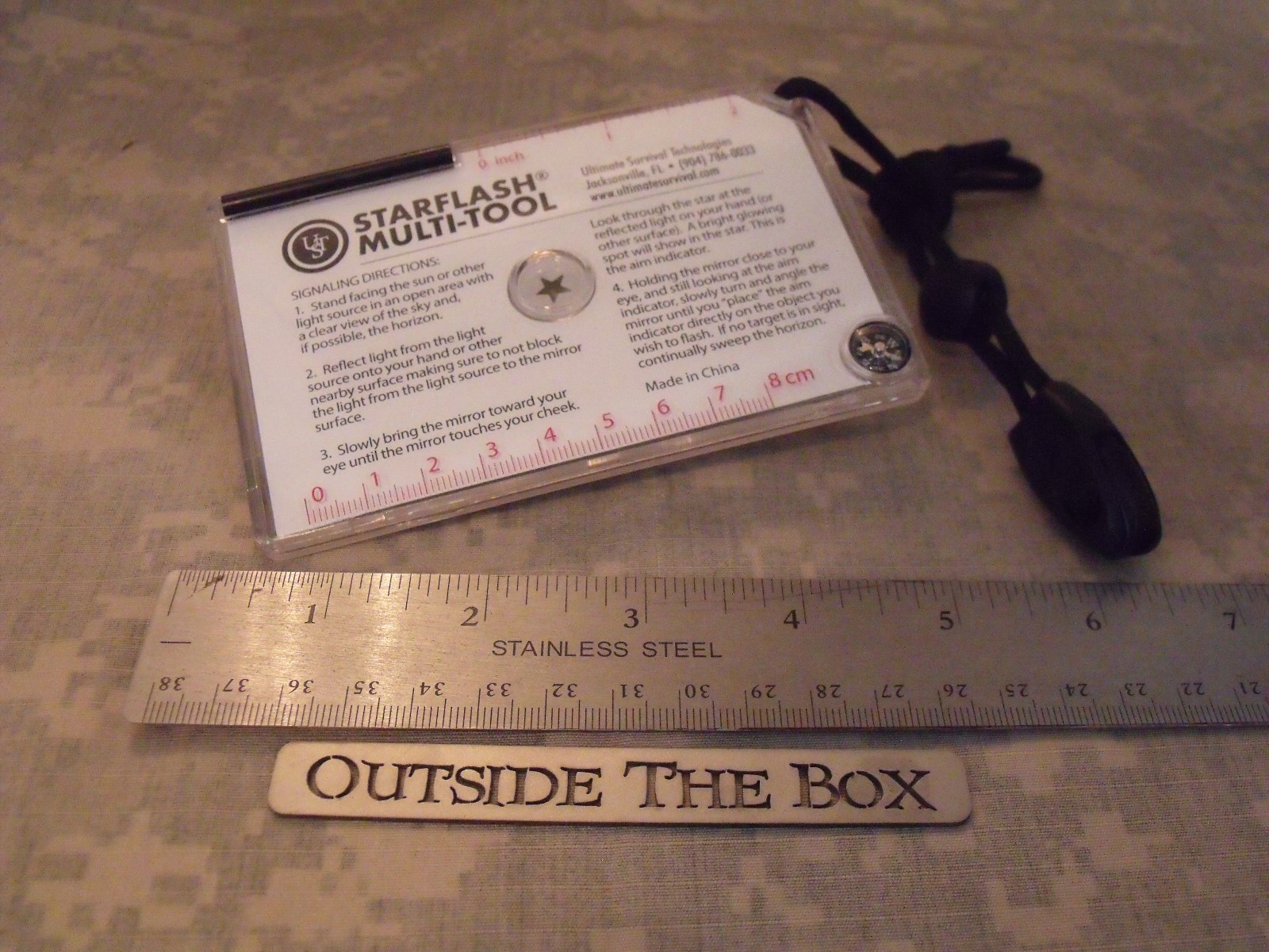 UST: StarFlash Multi-Tool – Mirror w/Ferro Rod, Compass, Whistle, Ruler and more