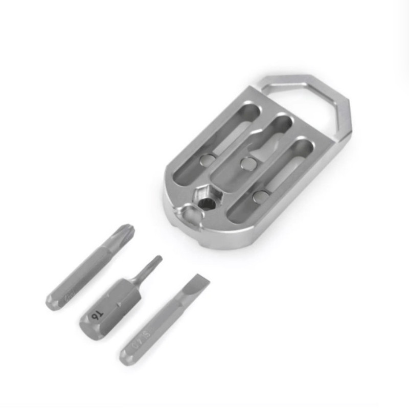 EDC Titanium Multi Tools Bottle Opener Crowbar Pocket with Bit Holder Keychain