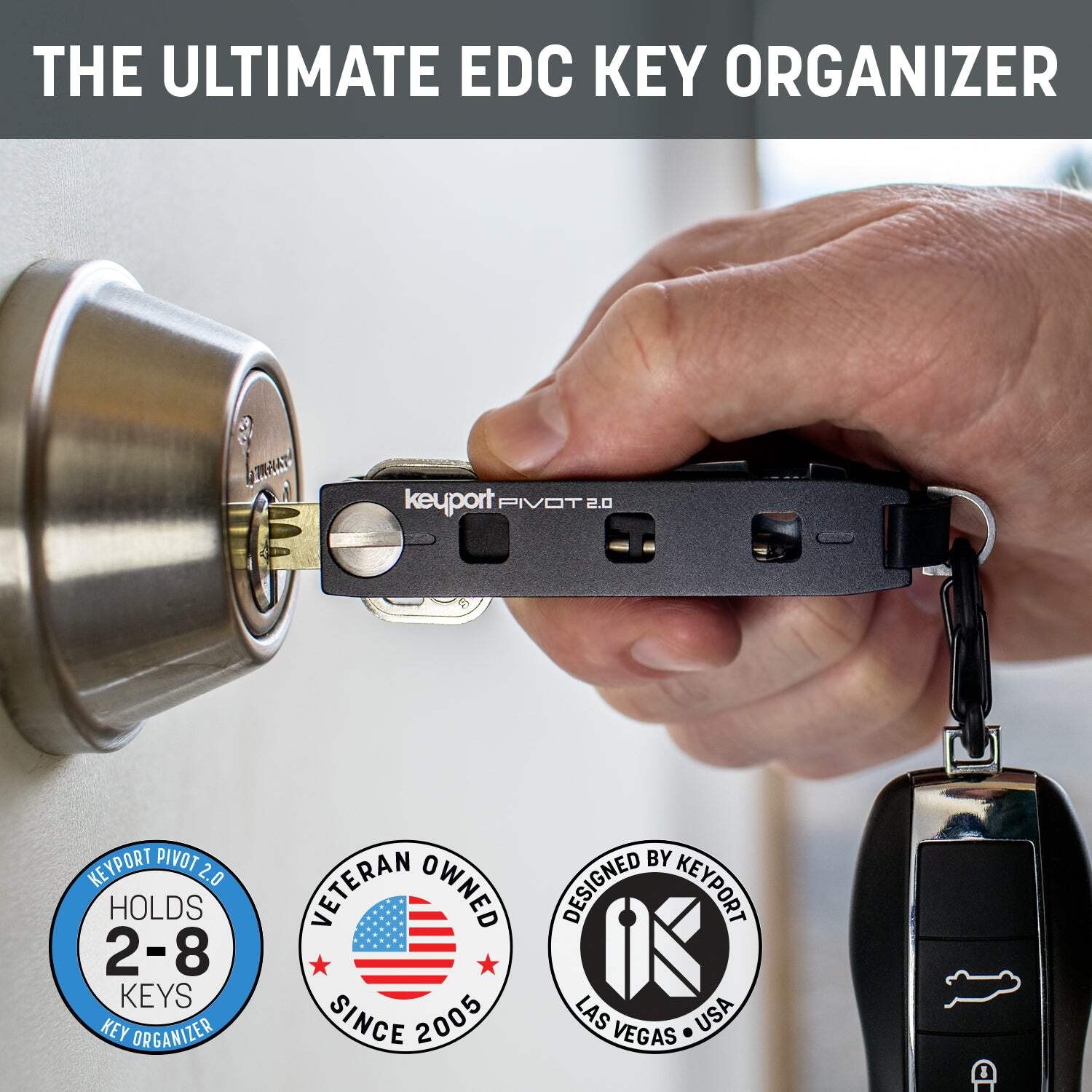 Keyport Pivot 2.0 – Aluminum Premium Key Organizer Keychain EDC Multi-Tool