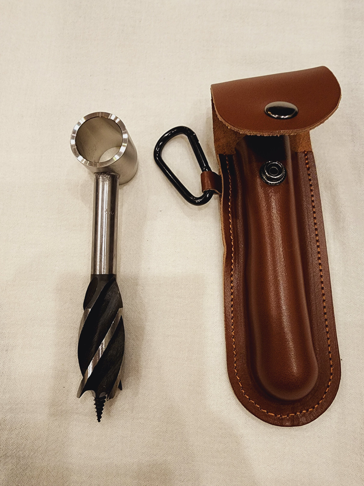 Outdoor EDC 2 pcs Tool Set Real Leather Holster + Manual Woodworking Drill