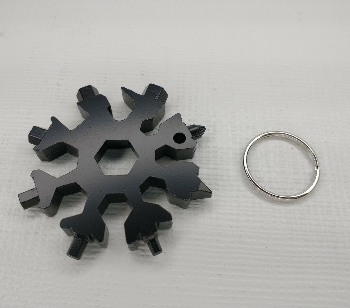 Black Snowflake Multi Tool Keychain Key Ring Gift Idea