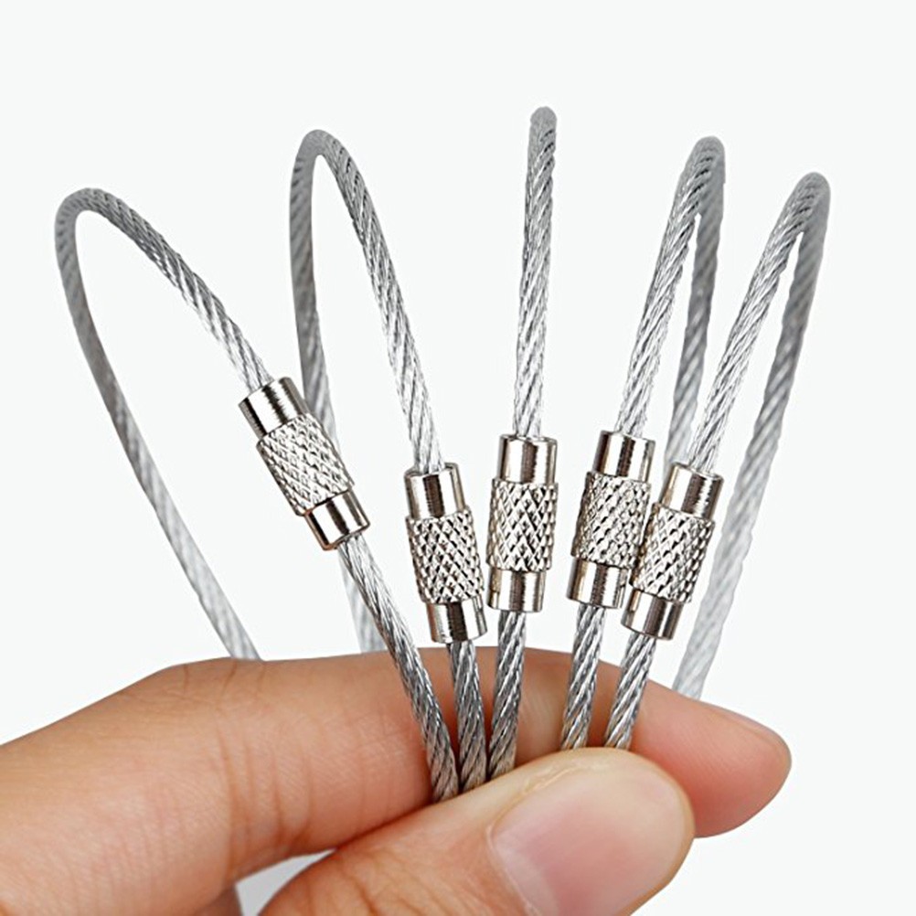 24 Pcs Stainless Steel Wire Keychains Heavy Duty Wire Chains Key Rings
