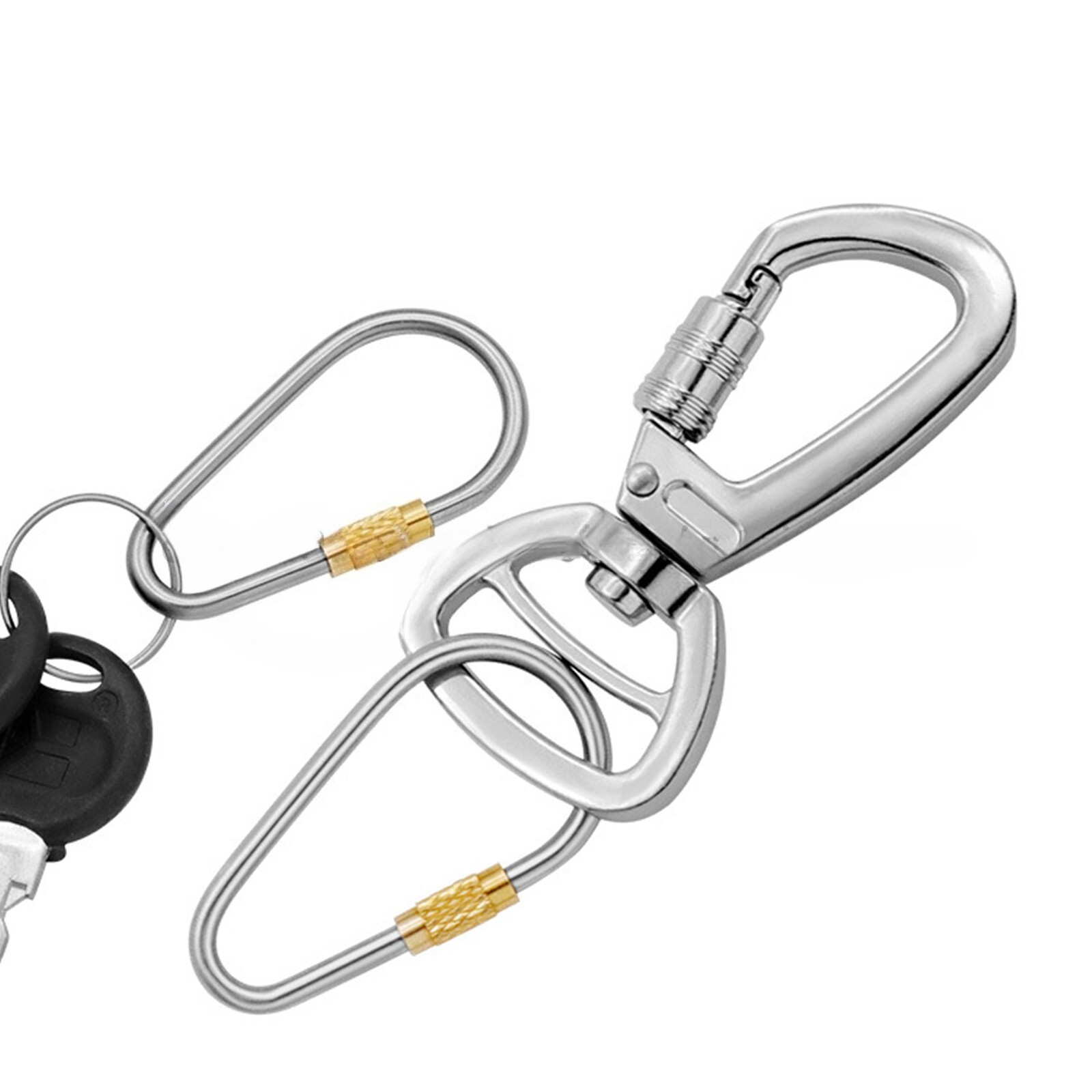 6pcs Titanium Alloy + Brass Key chain D-Ring Carabiner Clip Hook Snap Link EDC