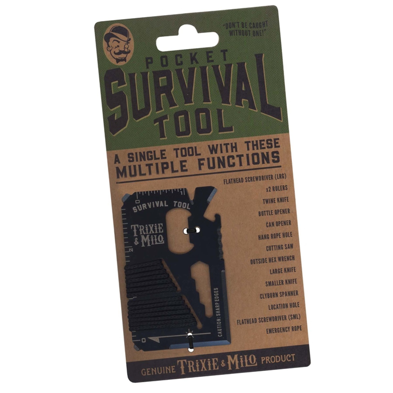 Trixie and Milo TOOL-SURVL Black Stainless Steel Survival Wallet 15-Multi-Tool