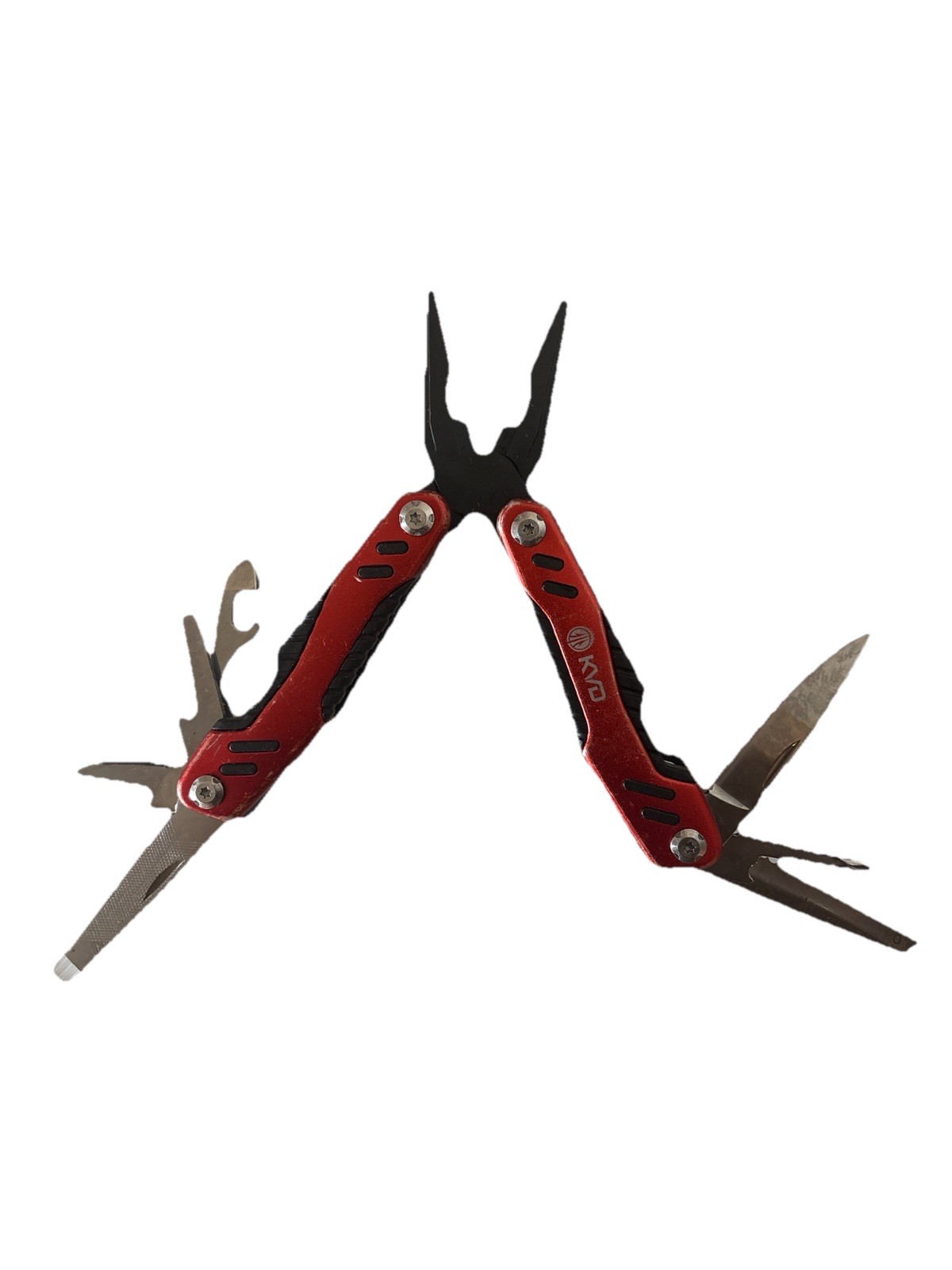 KVD Red Folding Multi-Tool Pliers Knife Saw File Screwdrivers Bottle Opener EDC!
