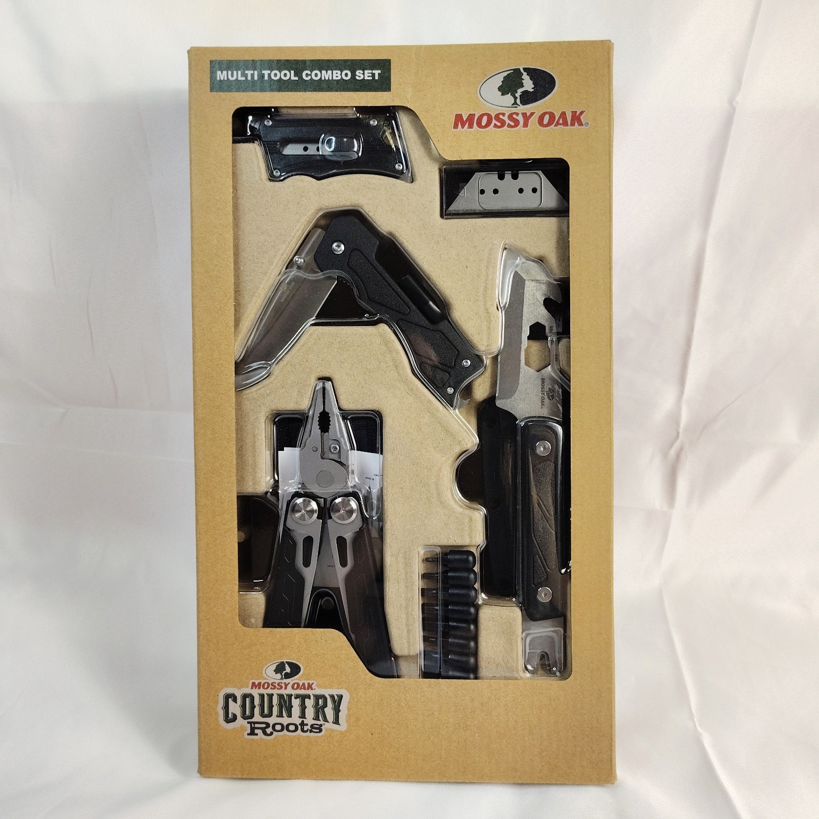 Mossy Oak Country Roots Multi-Tool & Knives Set – 4pc Kit 18-in-1 Pliers, NEW