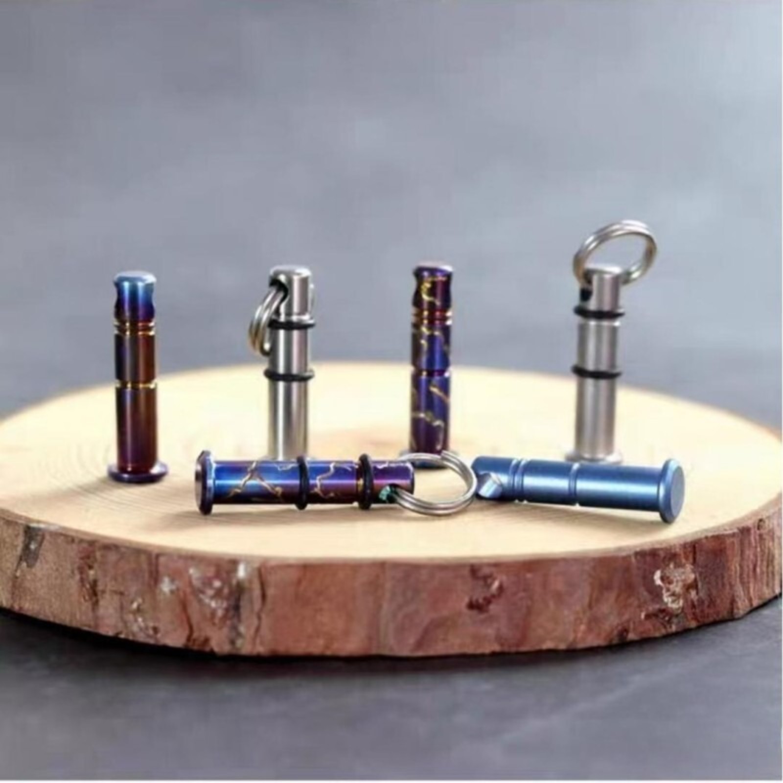 Titanium Lanyard Bead Bolt Holder With Split Ring Keychain Necklace Pendant DIY