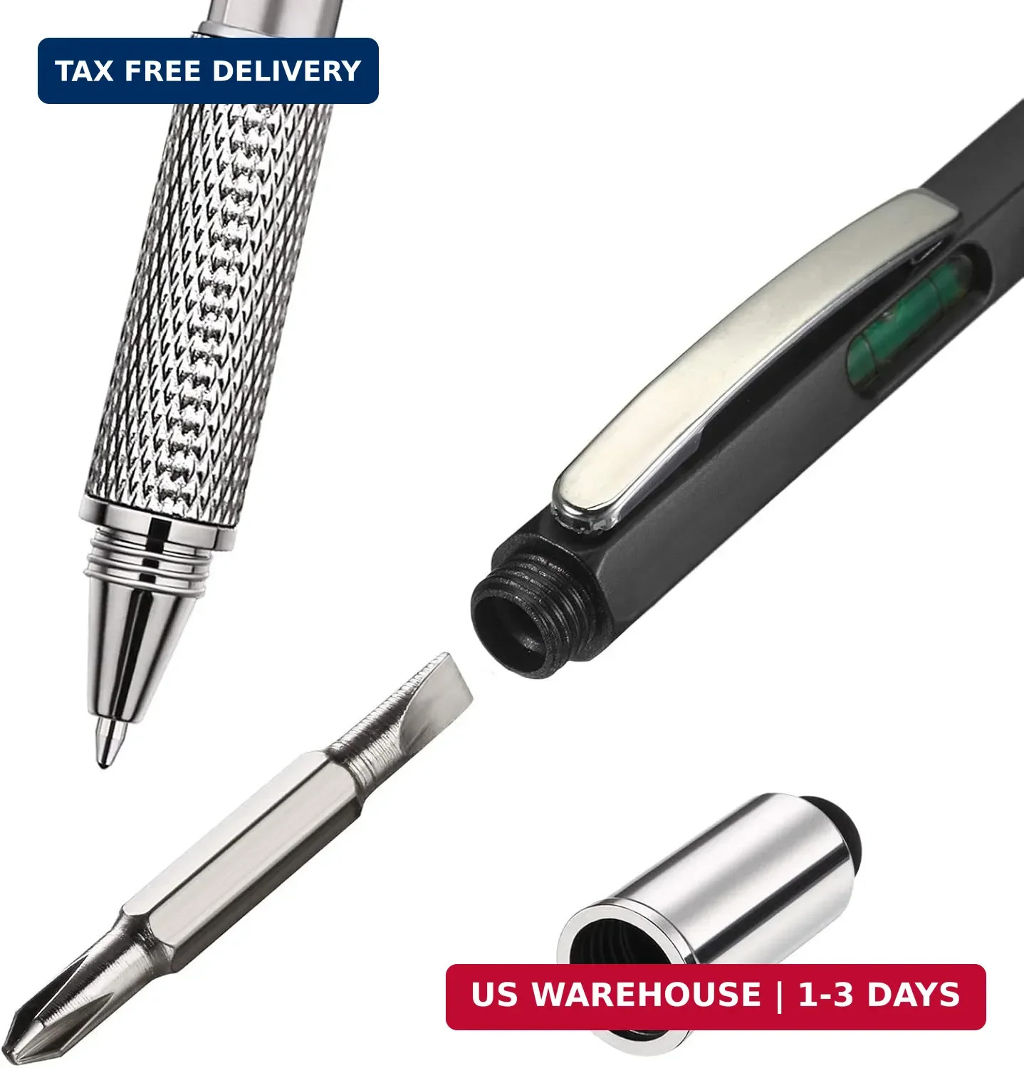 Zhanmai 4 Pcs Gift Pen for Men 6 in 1 Multitool Pen with Ruler Level Refills Scr